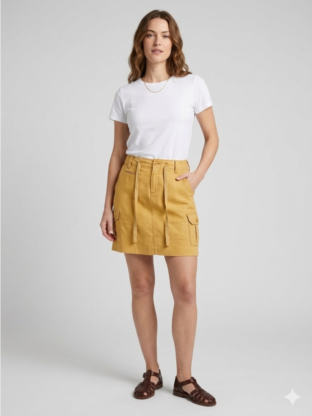 Anthropology Paper boy Casual Mustard Cargo Skirt 100% cotton - Picture 2 of 8